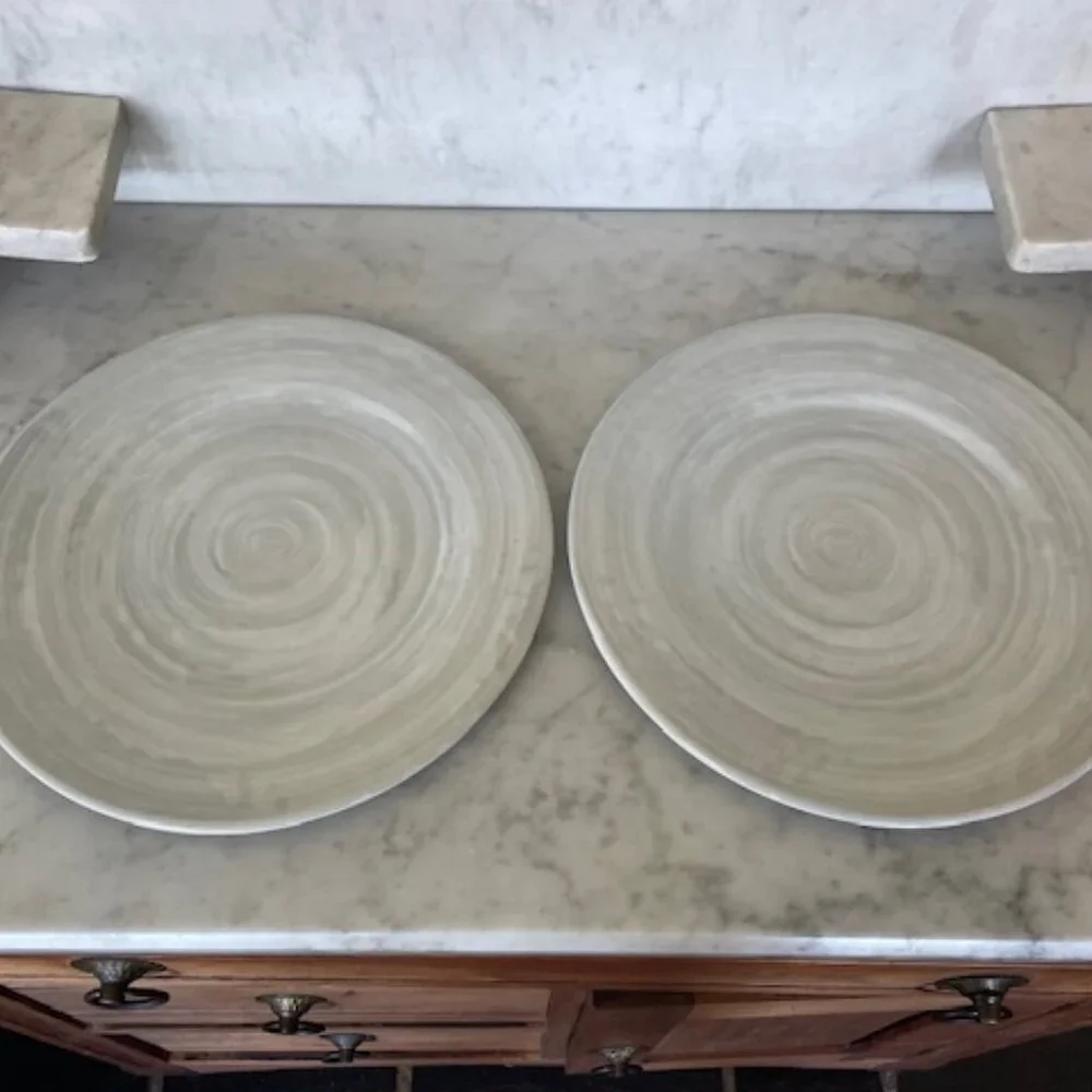 TOMMY BAHAMA Gray Swirl Melamine Dinner Plates (2)